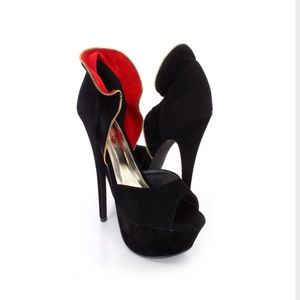 Zipper Collar Platform Heels